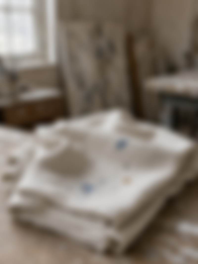 A folded drop cloth with a few paint marks.