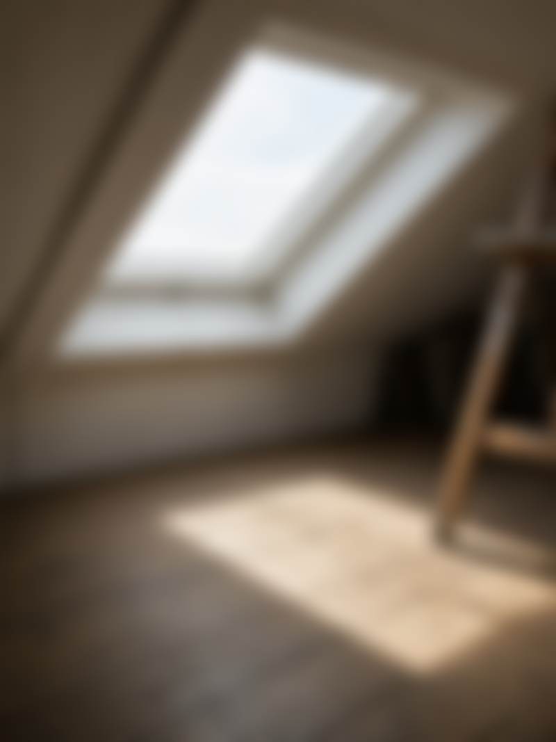 Daylight from a studio skylight on a wooden floor.